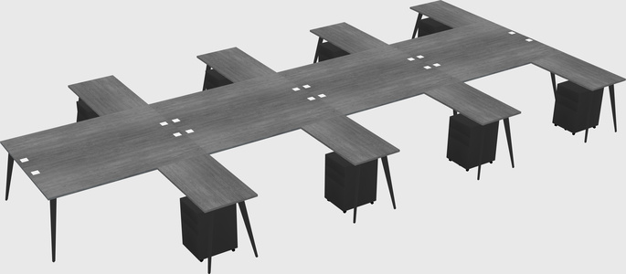 Shared l-shaped office desk system