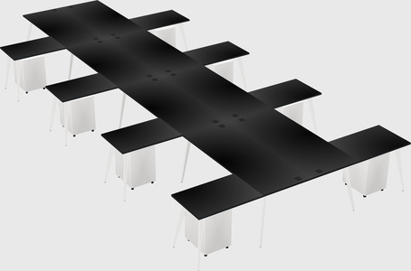 Shared l-shaped office desk system
