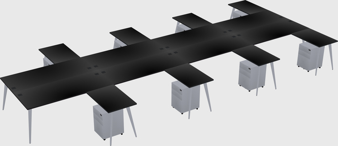 Shared l-shaped office desk system