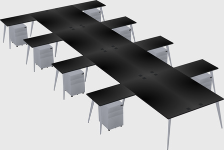 Shared l-shaped office desk system