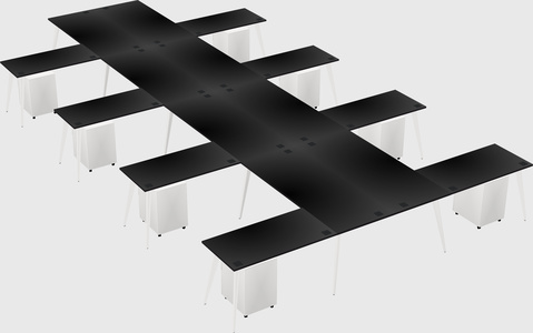 Shared l-shaped office desk system
