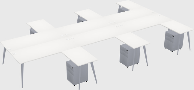 Shared l-shaped office desk system