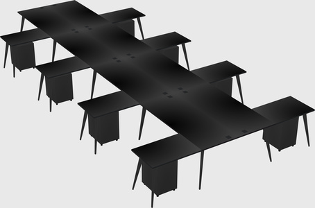 Shared l-shaped office desk system
