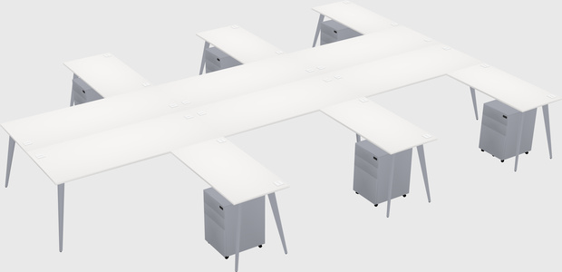Shared l-shaped office desk system