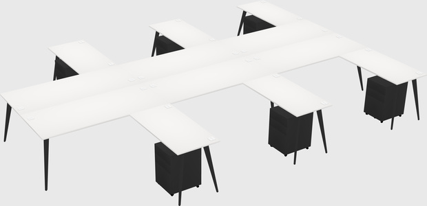Shared l-shaped office desk system