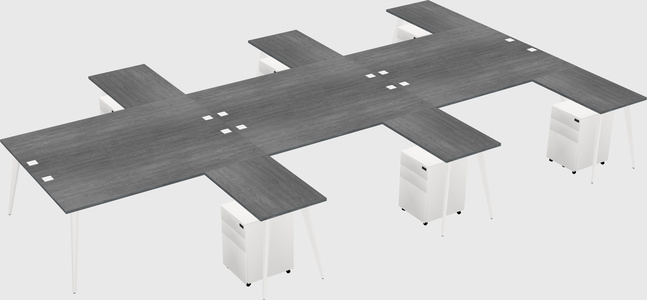 Shared l-shaped office desk system