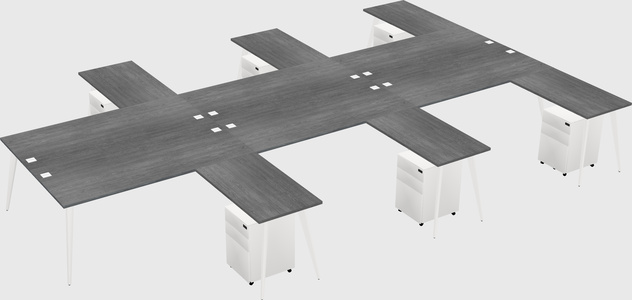 Shared l-shaped office desk system