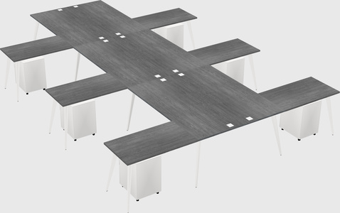 Shared l-shaped office desk system
