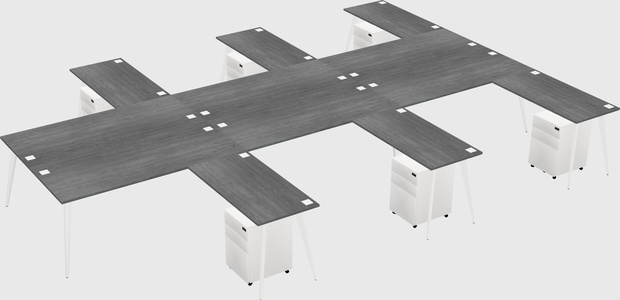 Shared l-shaped office desk system