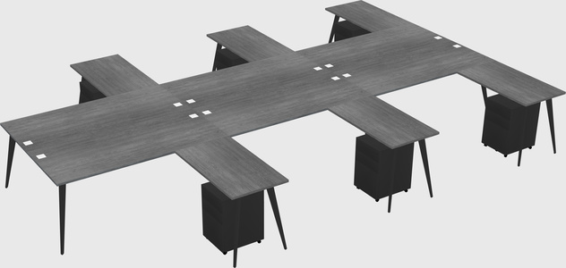 Shared l-shaped office desk system