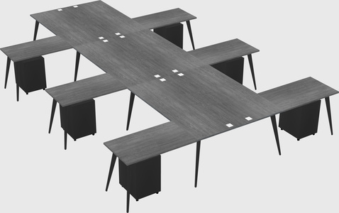 Shared l-shaped office desk system