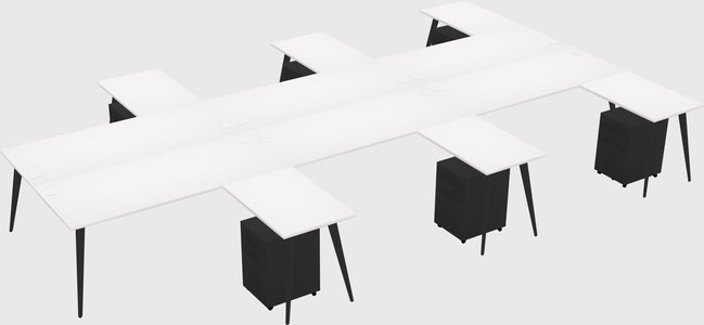 Shared l-shaped office desk system