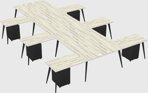 Shared l-shaped office desk system