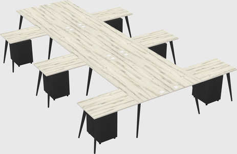 Shared l-shaped office desk system
