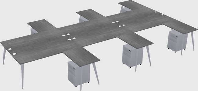 Shared l-shaped office desk system