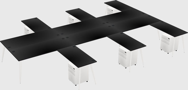 Shared l-shaped office desk system