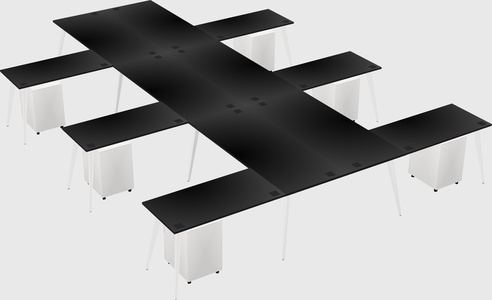 Shared l-shaped office desk system