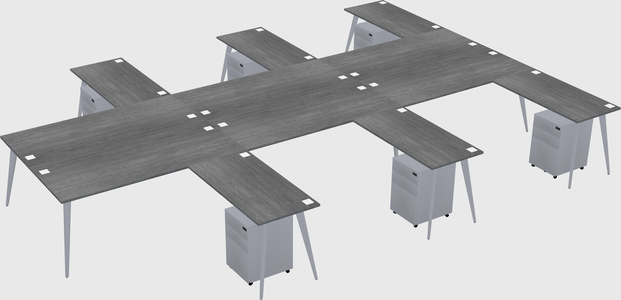 Shared l-shaped office desk system