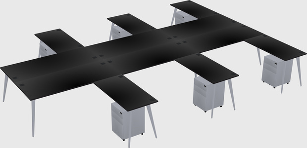 Shared l-shaped office desk system
