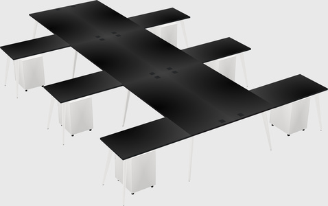 Shared l-shaped office desk system