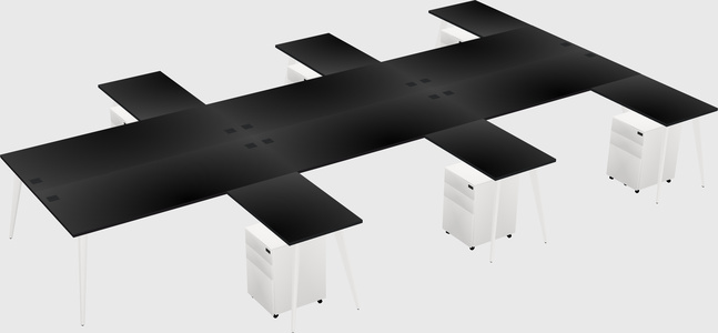 Shared l-shaped office desk system