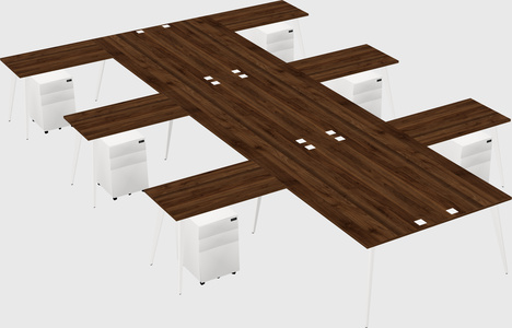 Shared l-shaped office desk system