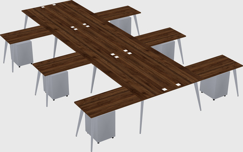 Shared l-shaped office desk system