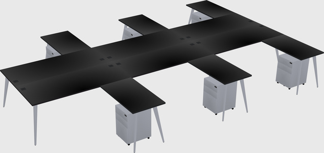 Shared l-shaped office desk system