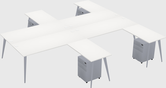 Shared l-shaped office desk system