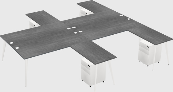 Shared l-shaped office desk system