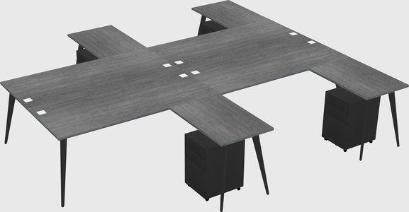 Shared l-shaped office desk system