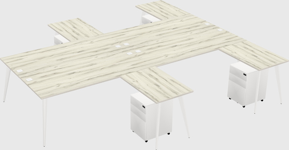 Shared l-shaped office desk system