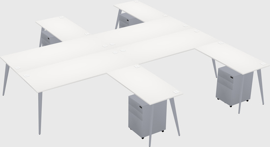 Shared l-shaped office desk system