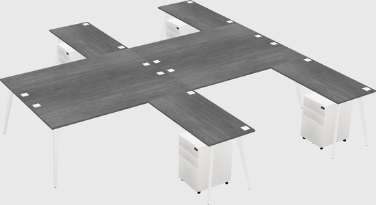 Shared l-shaped office desk system