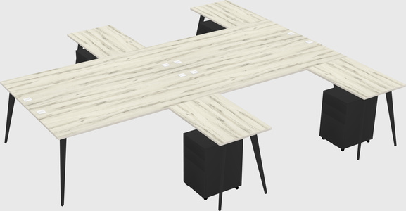 Shared l-shaped office desk system
