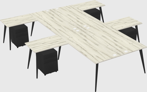 Shared l-shaped office desk system