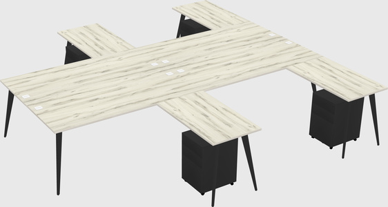 Shared l-shaped office desk system
