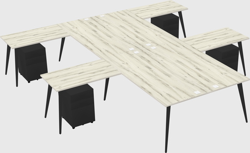 Shared l-shaped office desk system