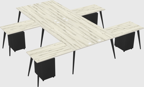 Shared l-shaped office desk system