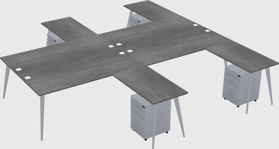 Shared l-shaped office desk system
