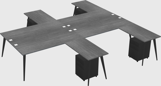 Shared l-shaped office desk system