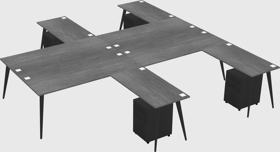 Shared l-shaped office desk system