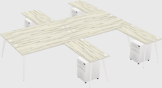 Shared l-shaped office desk system