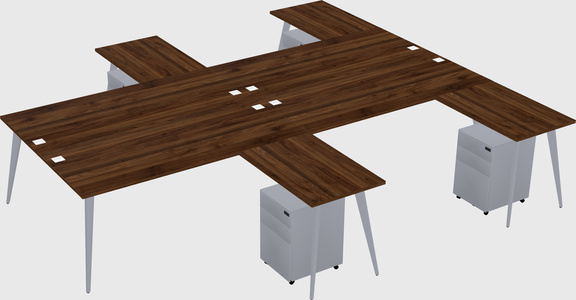 Shared l-shaped office desk system