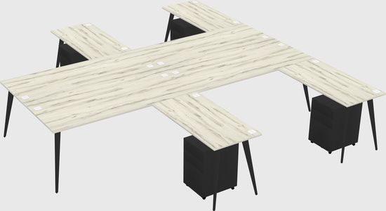 Shared l-shaped office desk system