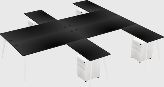 Shared l-shaped office desk system