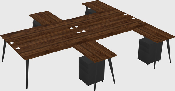 Shared l-shaped office desk system