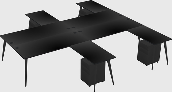 Shared l-shaped office desk system