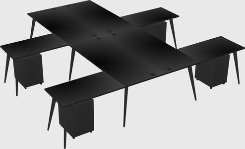 Shared l-shaped office desk system