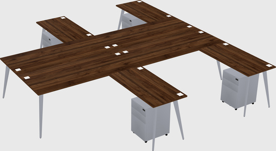 Shared l-shaped office desk system